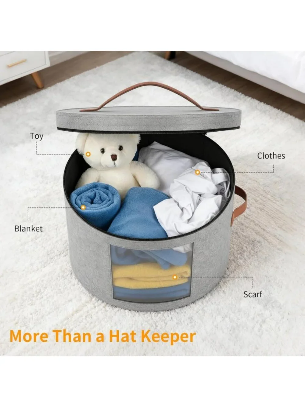 Stylish Stackable Hat Storage Box - Round Organizer for Travel & Closet